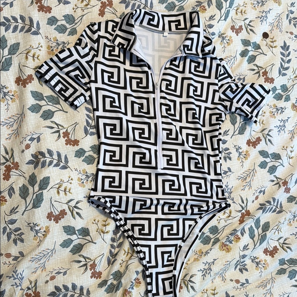 Black and White Geometric Bodysuit